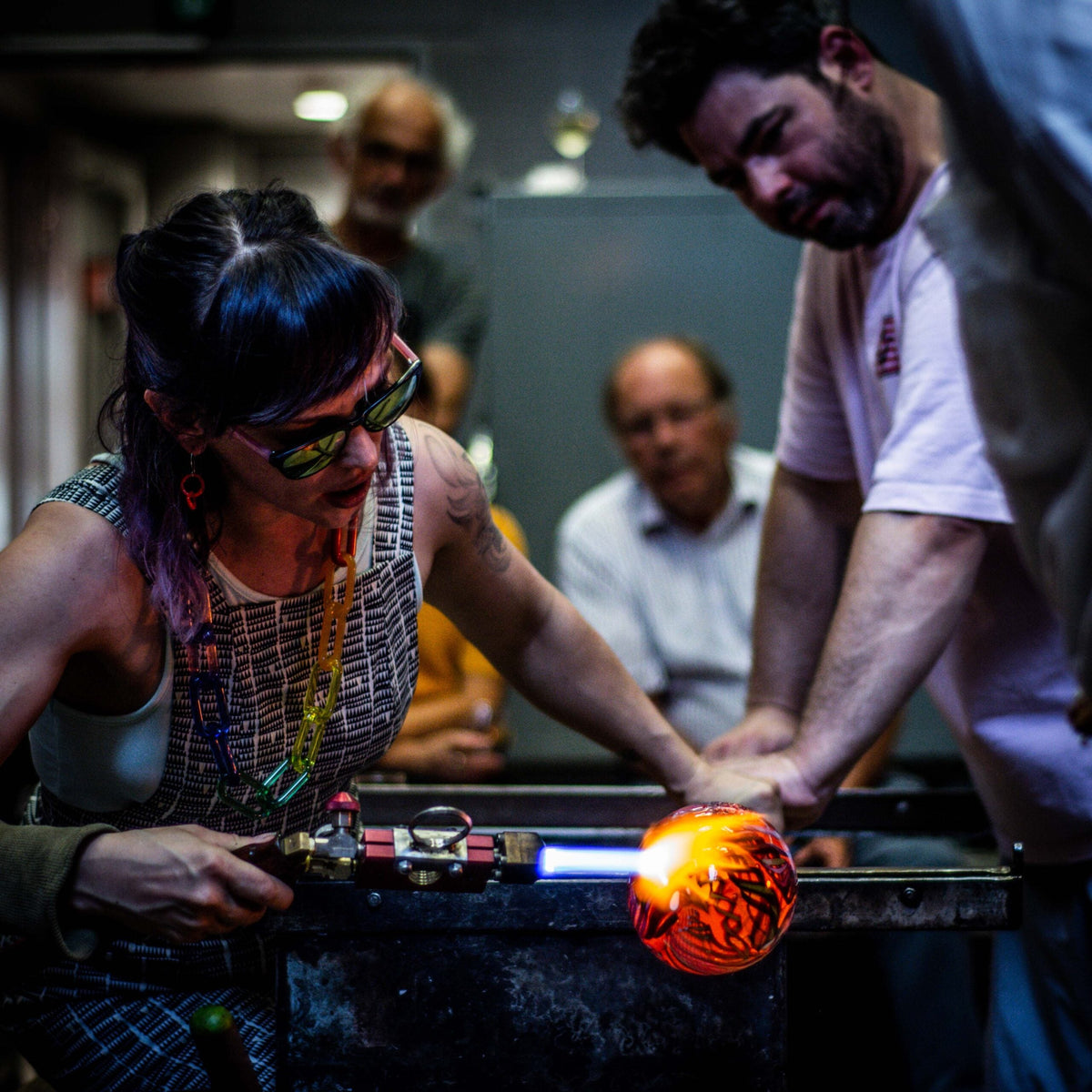 Alyssa Getz & Tom Cudmore blowing glass - Petroff Gallery