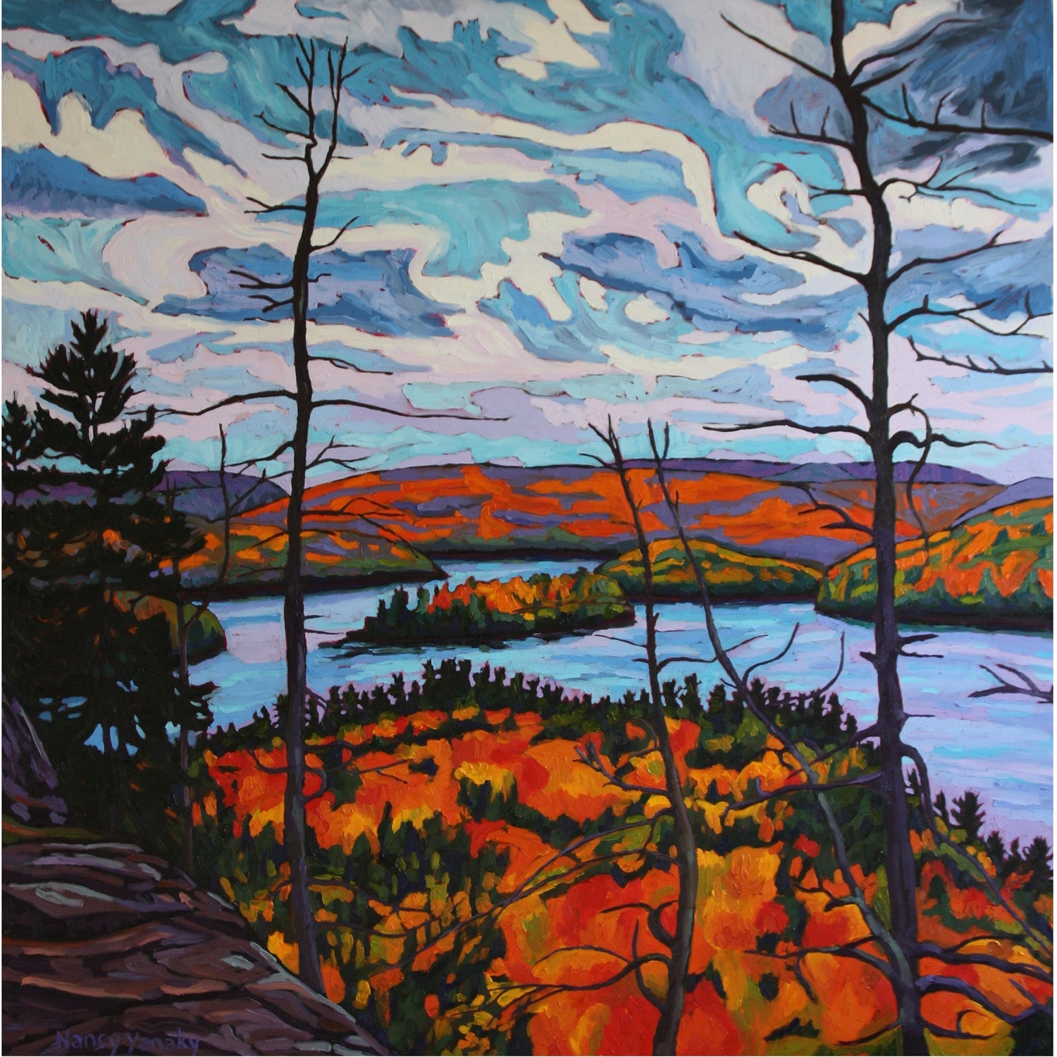 Algonquin, Spirit of the Sky 3 48" x 48" - Petroff Gallery -  - Nancy Yanaky - Algonquin, Spirit of the Sky 3