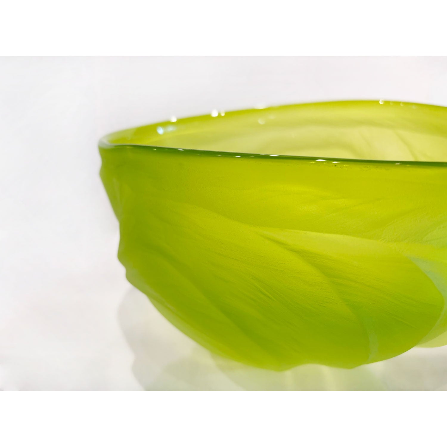 Chartreuse Undula Bowl - Petroff Gallery - Glass Art
