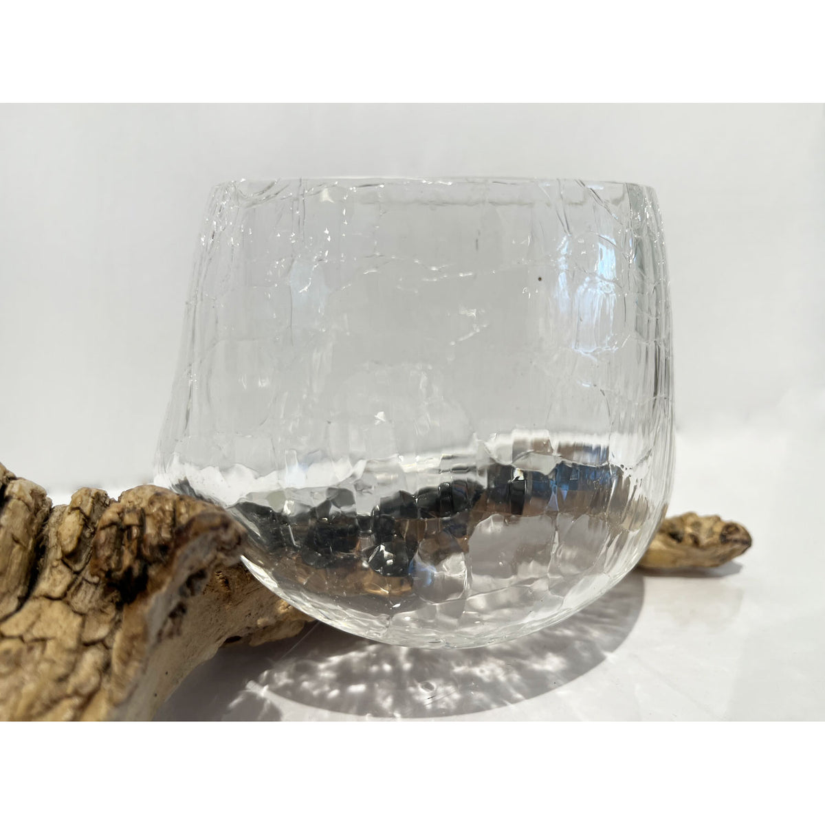 Michelle Bosveld - Crackle Glass Driftwood Bowl, 4" x 8" x 4"