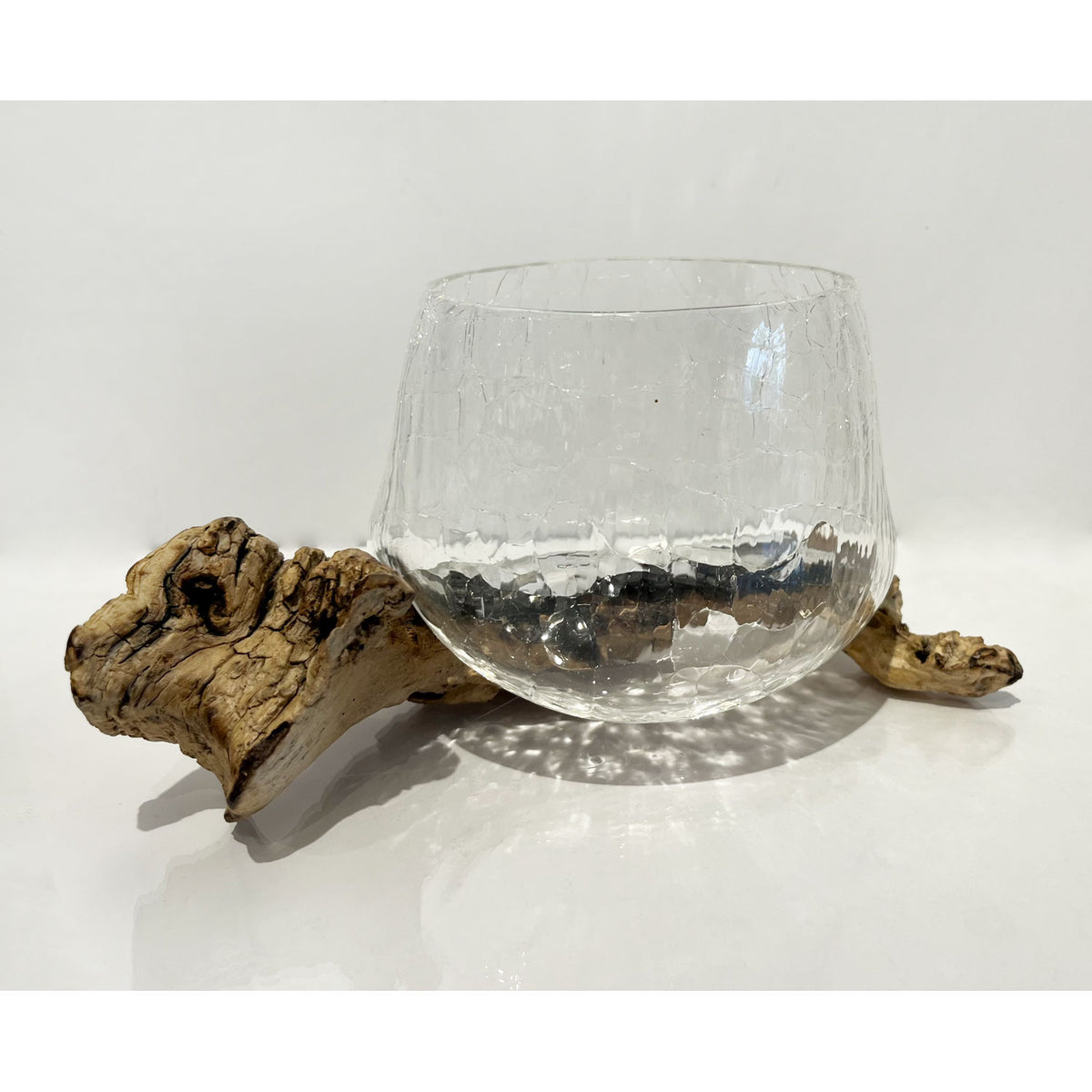 Michelle Bosveld - Crackle Glass Driftwood Bowl, 4" x 8" x 4"