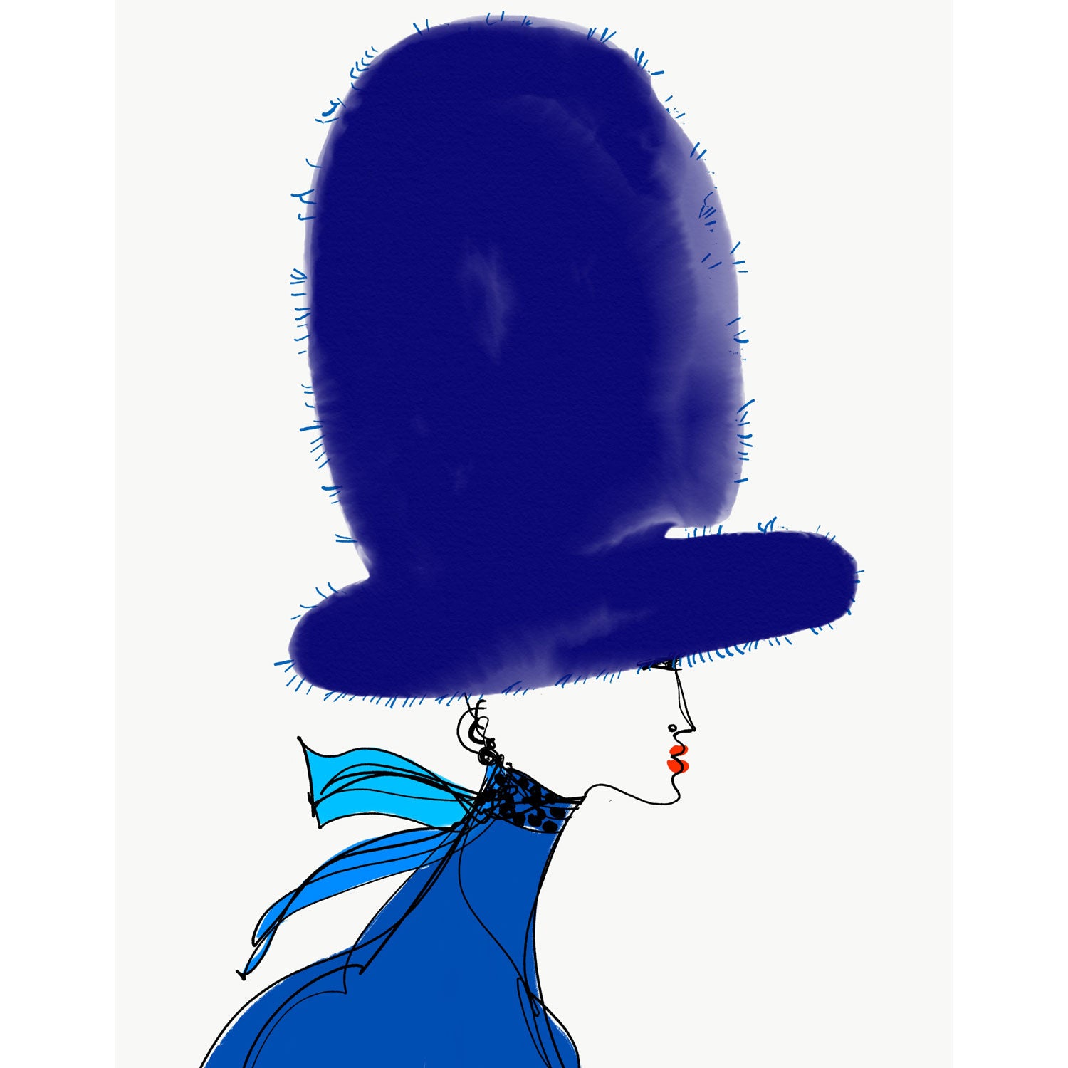 Chapeau Snow Blue 26" x 22" - Petroff Gallery - Painting