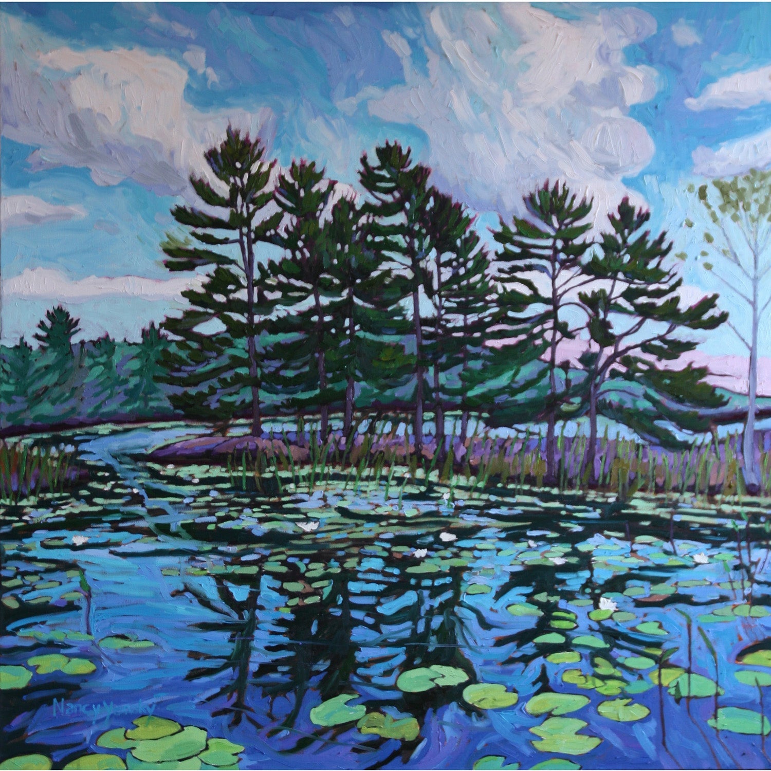 Escape From Rough Waters 36" x 36" - Petroff Gallery -  - Nancy Yanaky - escape from rought waters