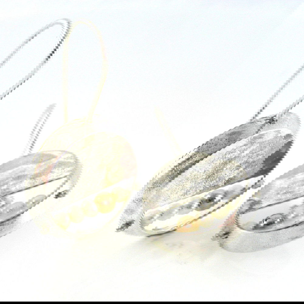 Front Plate Gold & Pearl Earring - Petroff Gallery - Jewellery