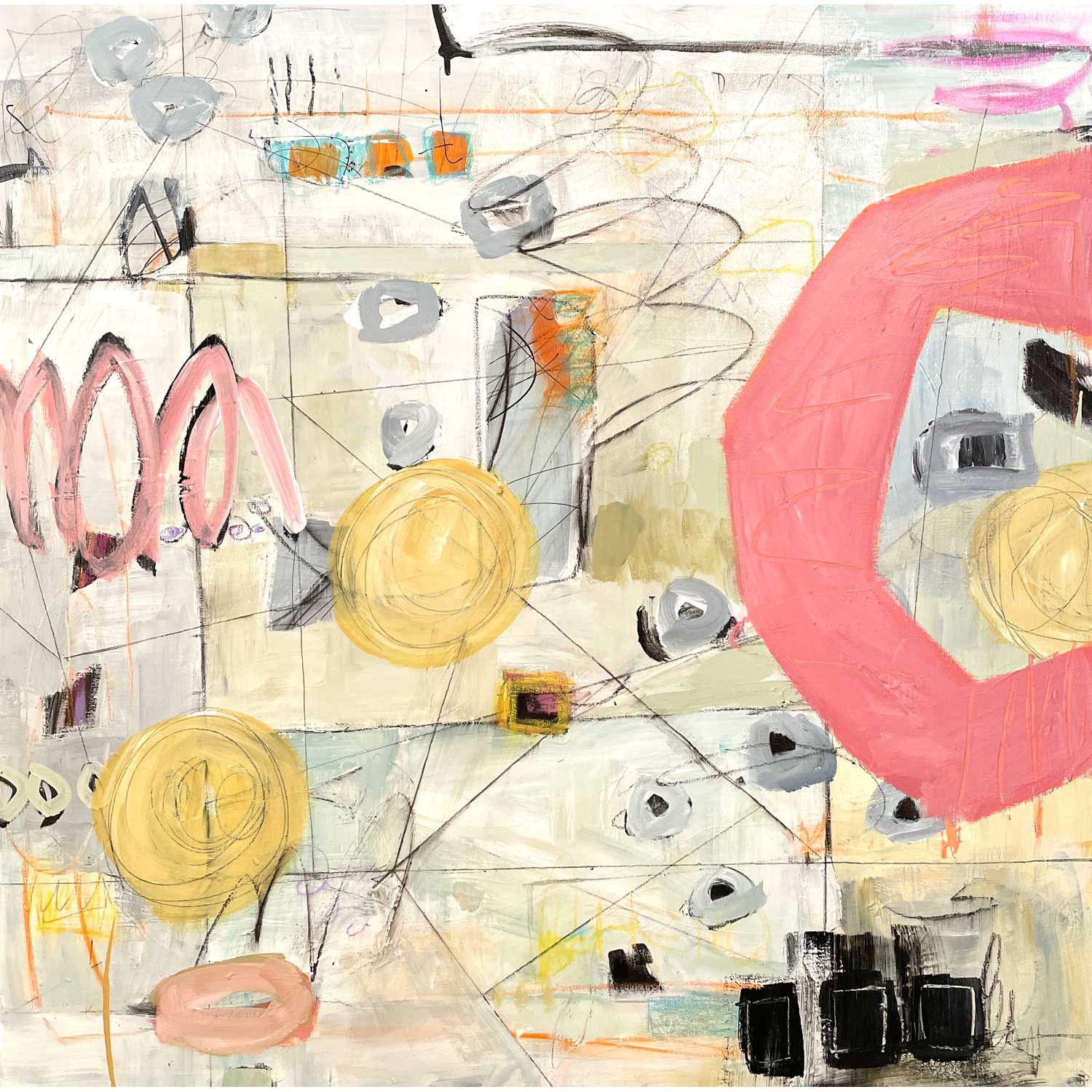 Land Among the Stars 36" x 36" - Petroff Gallery -  - Miriam Traher - Land Among the Stars 36" x 36"