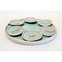Blue Seder Plate 1 - Petroff Gallery - Judaica
