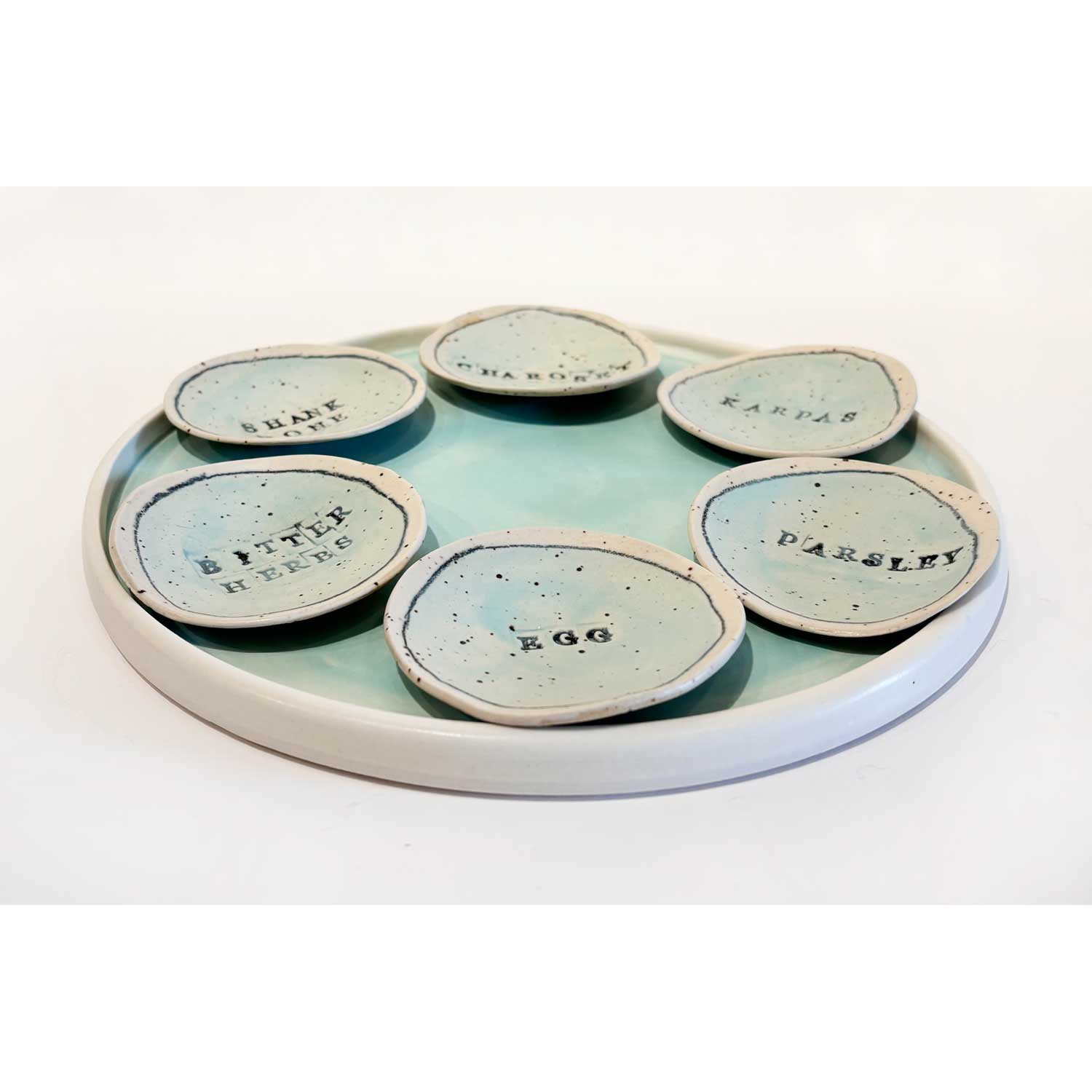 Blue Seder Plate 1 - Petroff Gallery - Judaica