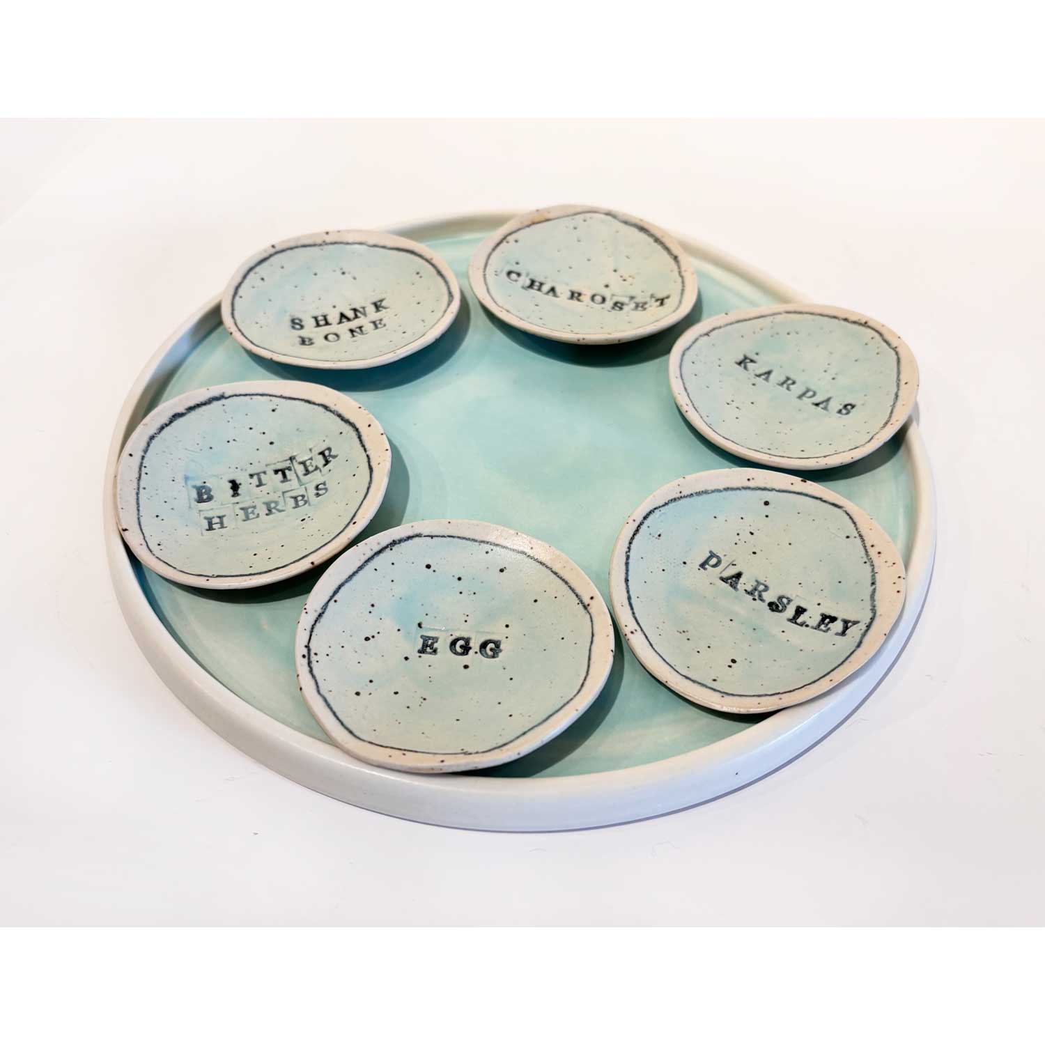Blue Seder Plate 1 - Petroff Gallery - Judaica