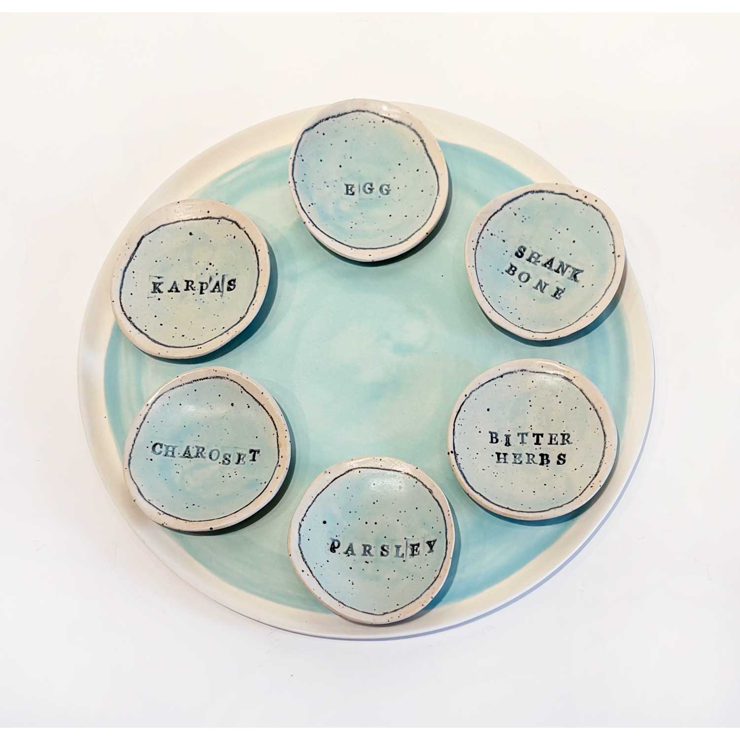 Blue Seder Plate 2 - Petroff Gallery - Judaica