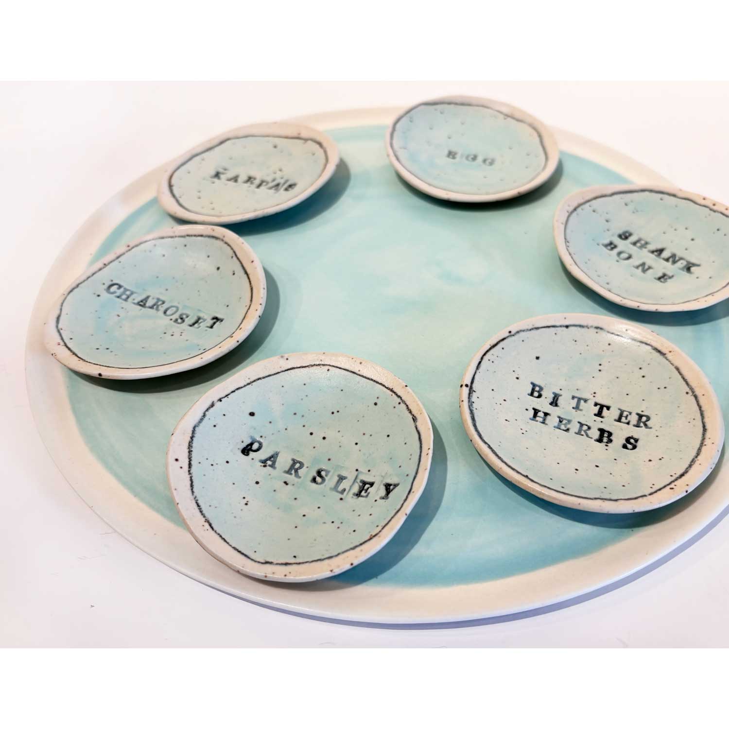 Blue Seder Plate 2 - Petroff Gallery - Judaica