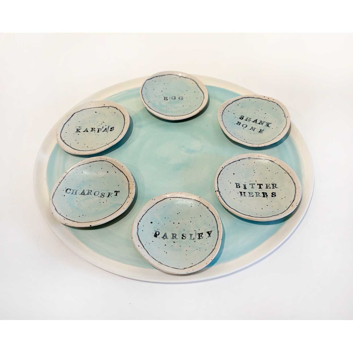 Blue Seder Plate 2 - Petroff Gallery - Judaica