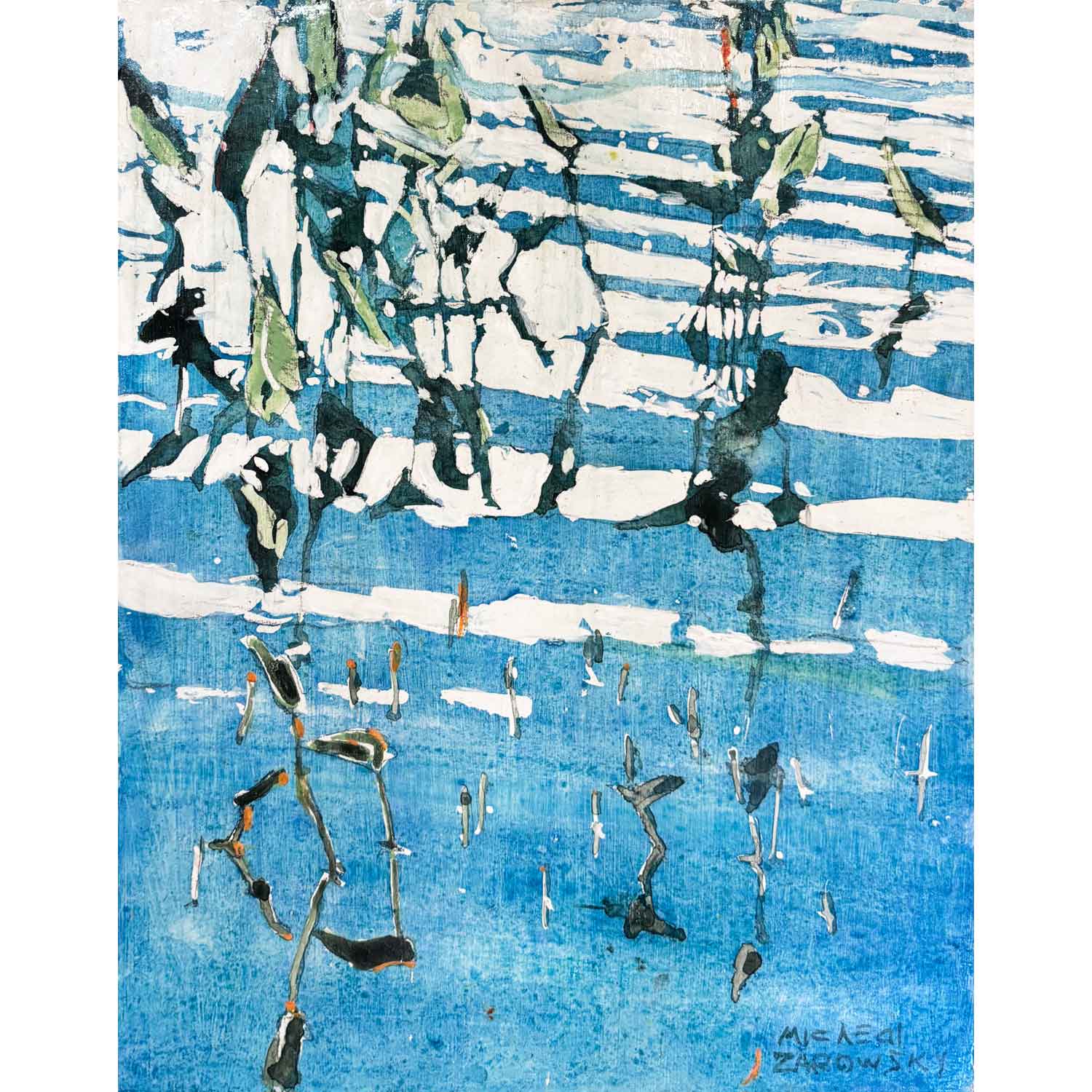 Slow Wave with Pickerel Weed 11" x 8.75" - Petroff Gallery - Painting