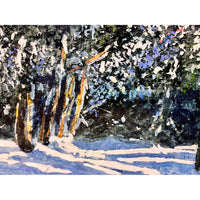 Sunlit Trail Thru Winter 20" x 48" - Petroff Gallery - Painting