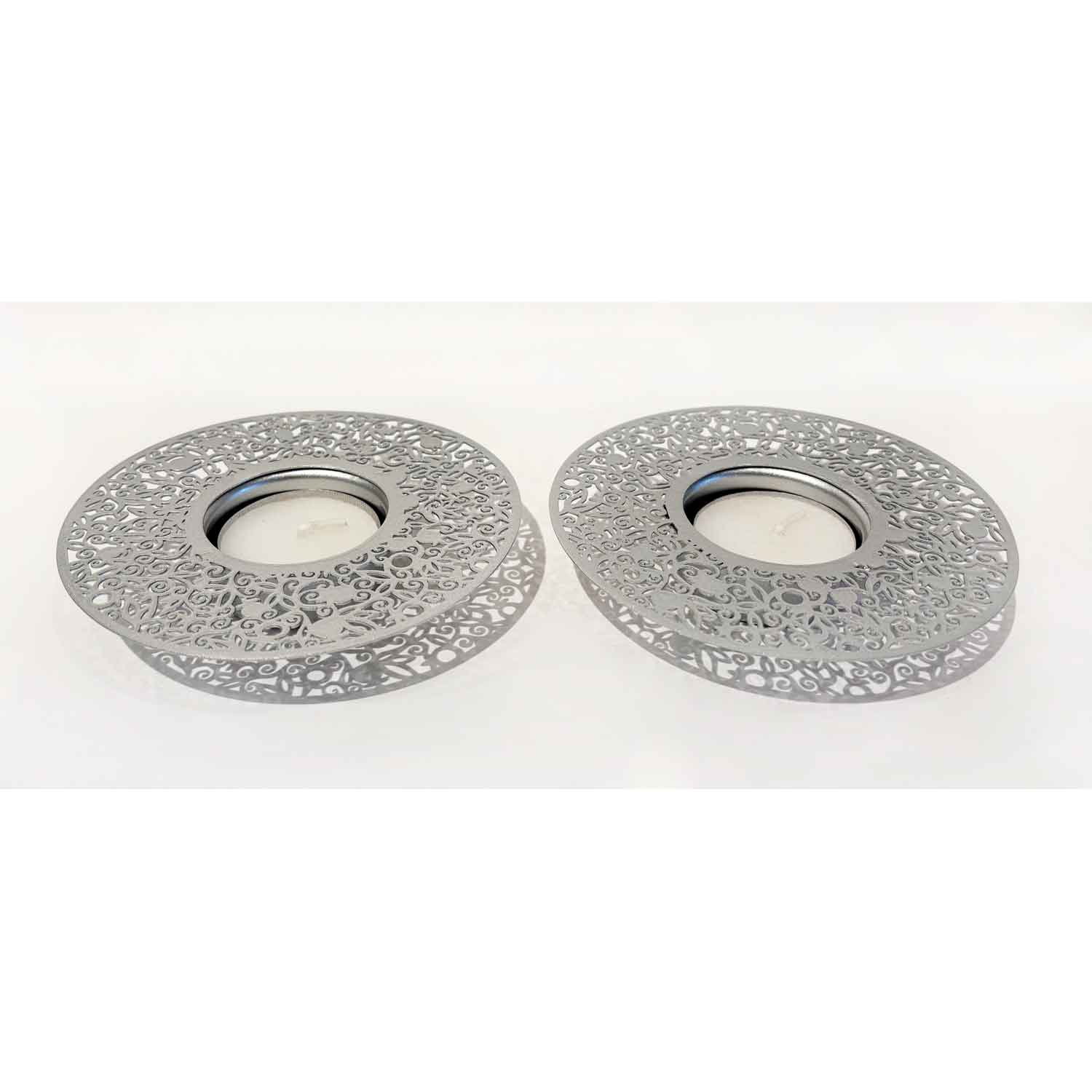 Round Metal Cutout Candle Holders - Petroff Gallery - Judaica