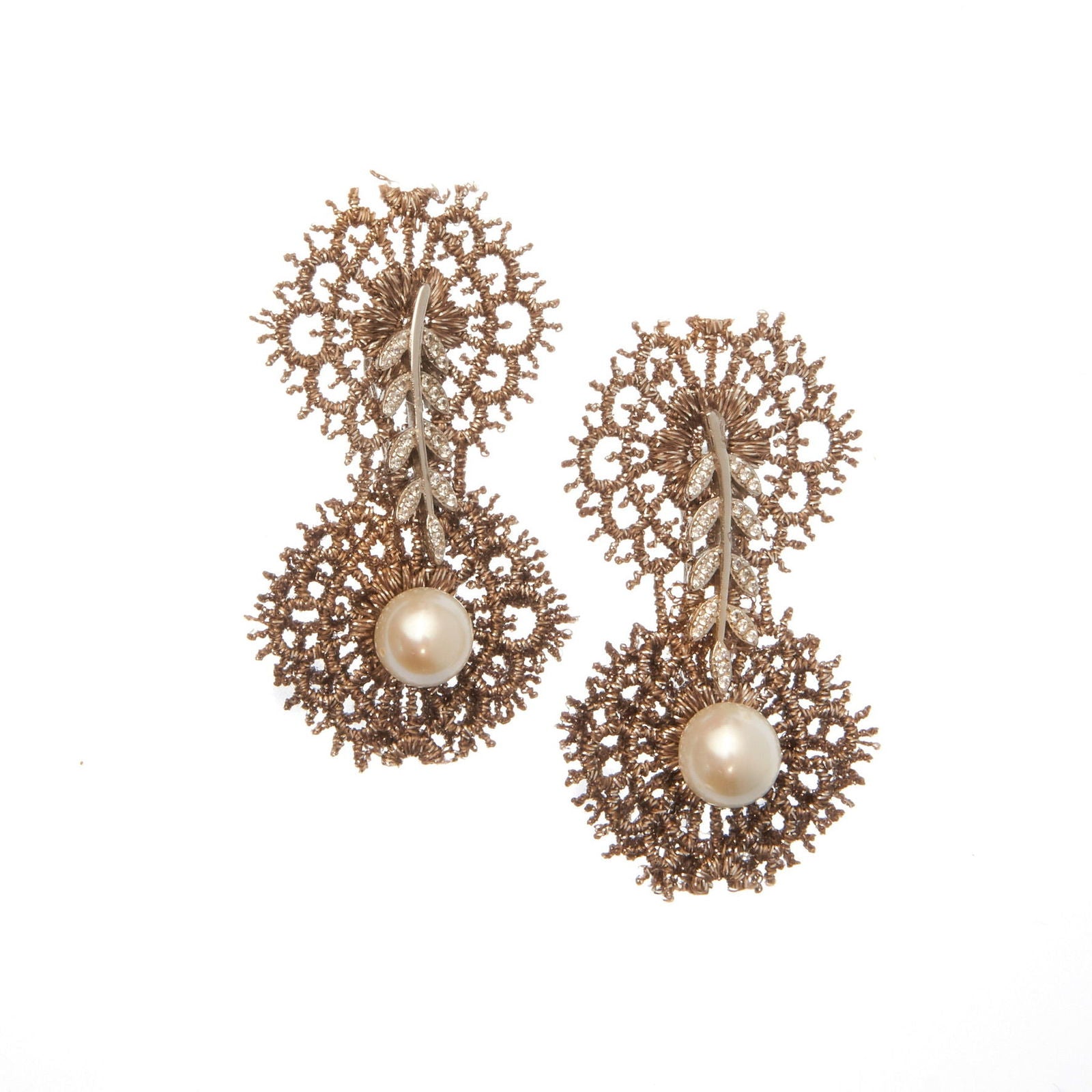 Tagore Earrings Bronze/White - Petroff Gallery -  - Kim Smiley - Tagore Earrings Bronze/White