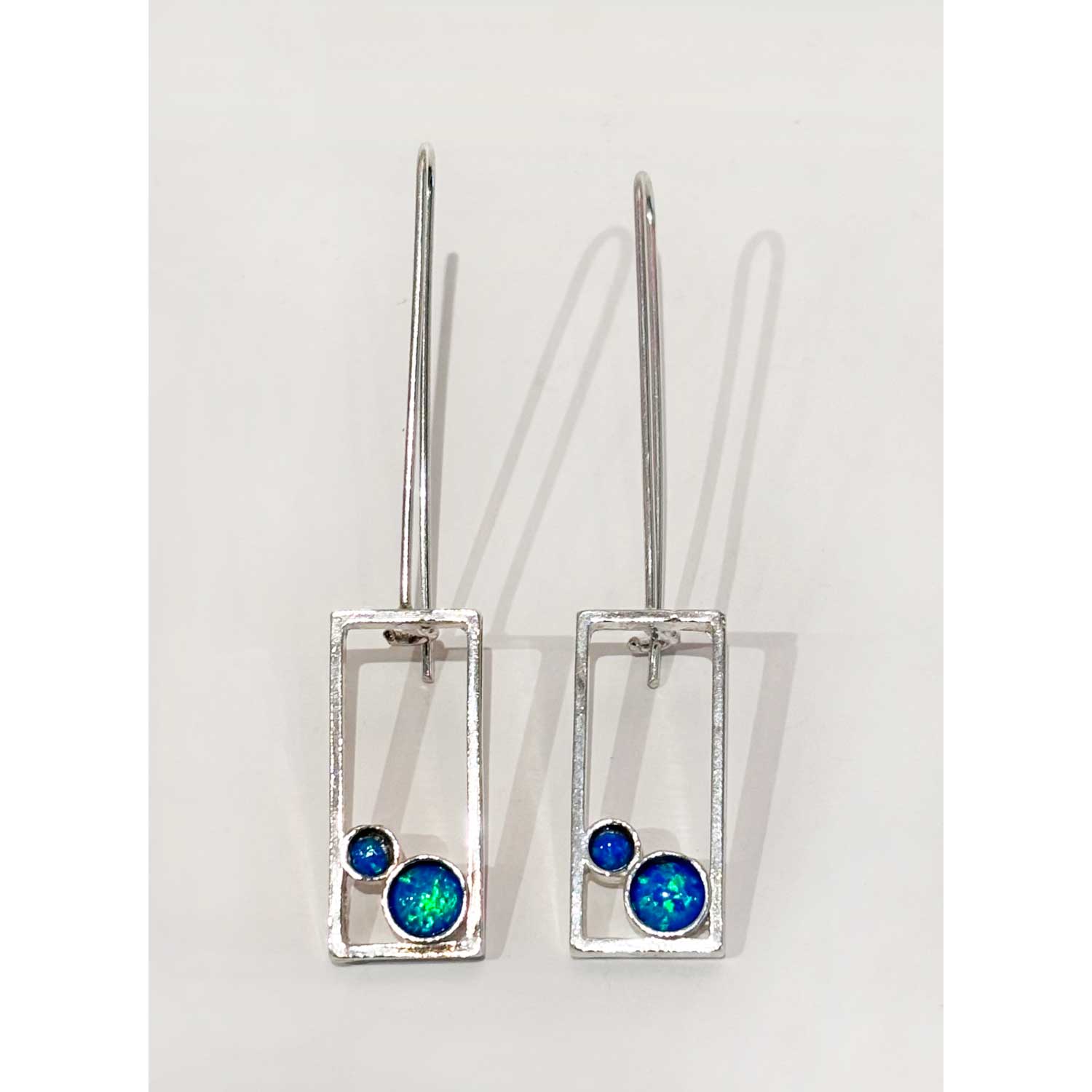 Long Blue Rectangle Earring - Petroff Gallery - Jewellery