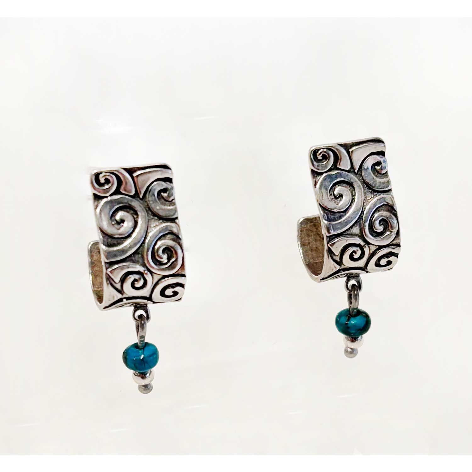 Swirl Curved Blue Earring - Petroff Gallery - Jewellery