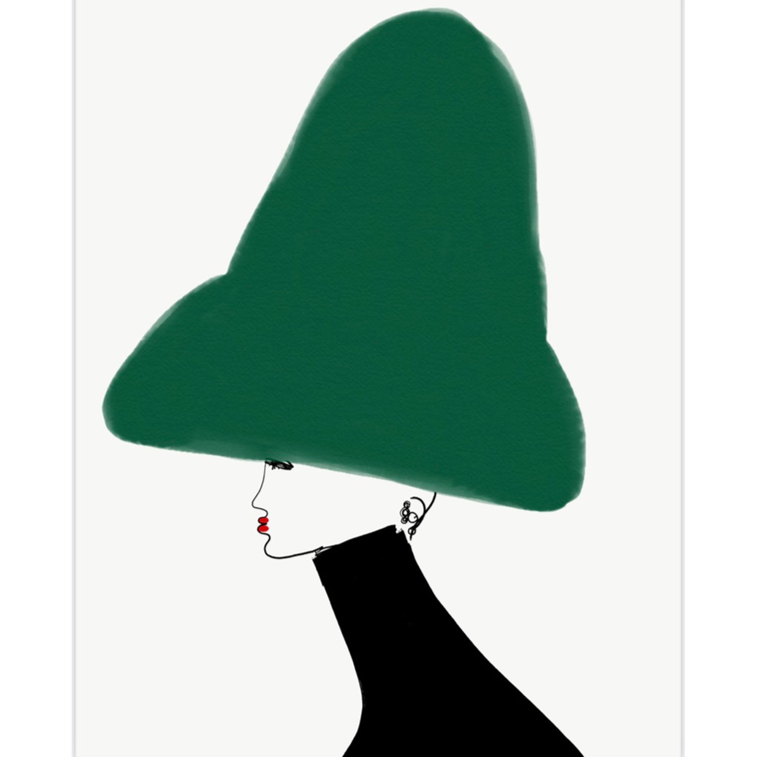 Chapeau Vert et Noir 26" x 22" - Petroff Gallery - Painting