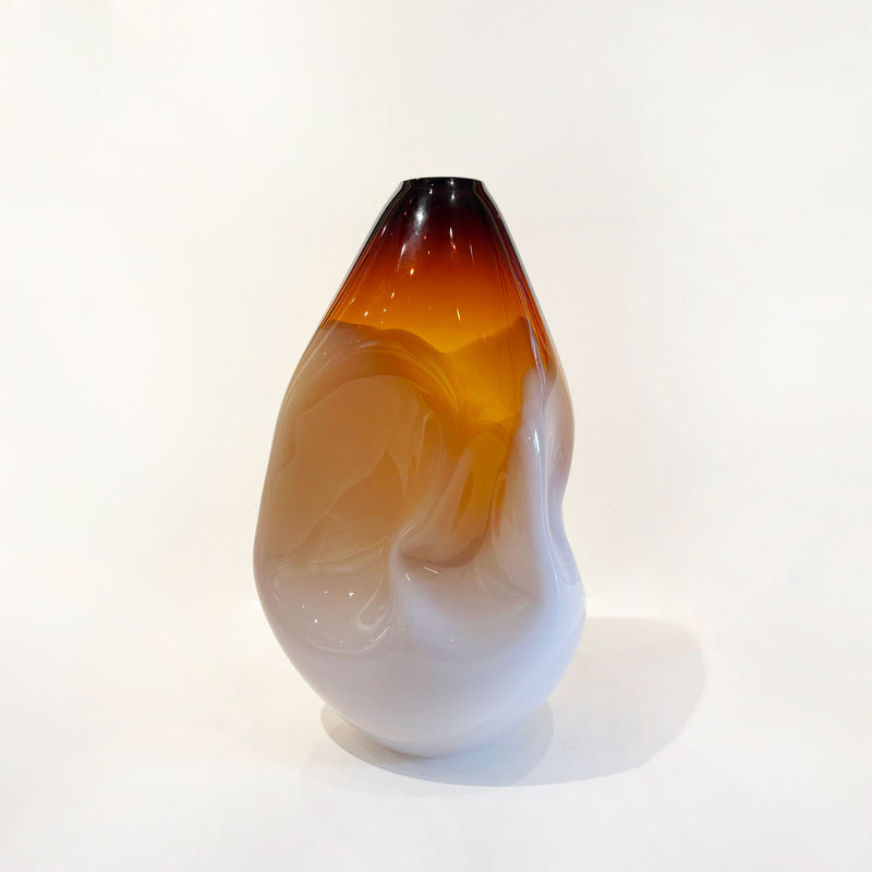 Amber White 2-Tone Summit Vase Natural Finish - Petroff Gallery - Glass Art