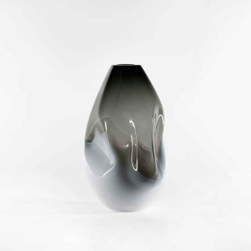 Black White 2-Tone Summit Vase Natural Finish - Petroff Gallery - Glass Art
