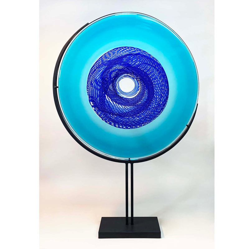 27" Blue Rondelle - Petroff Gallery - Glass Art