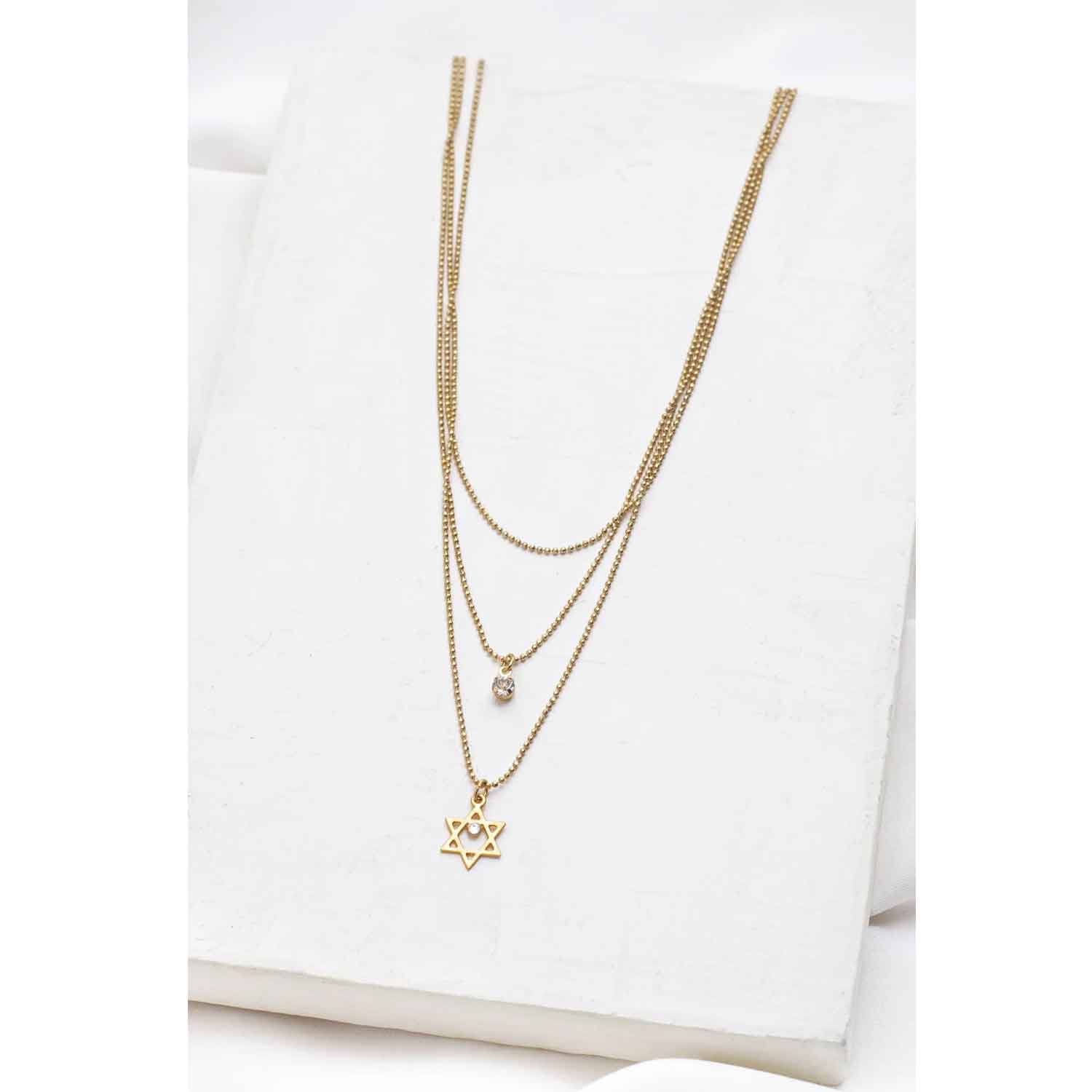 3 Layered Star of David Necklace