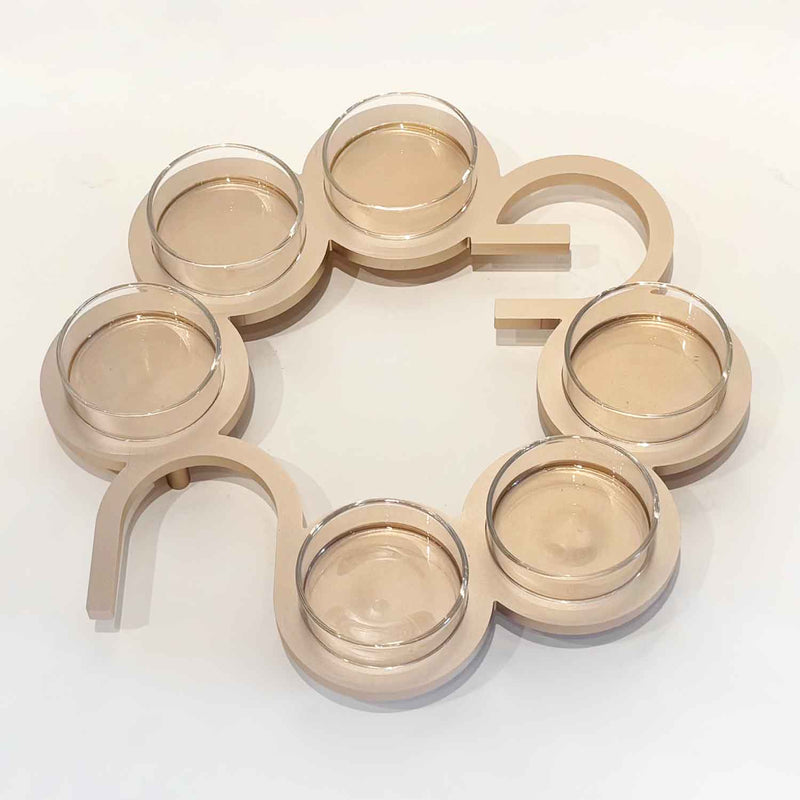 Champagne Round Passover Plate - Petroff Gallery - Judaica