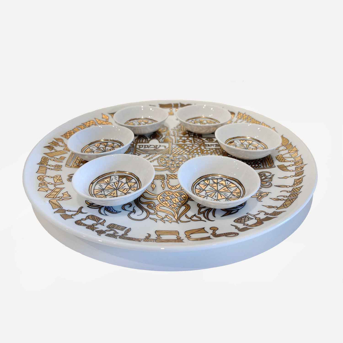 Gold Passover Plate Pithom Dides - Petroff Gallery - Judaica