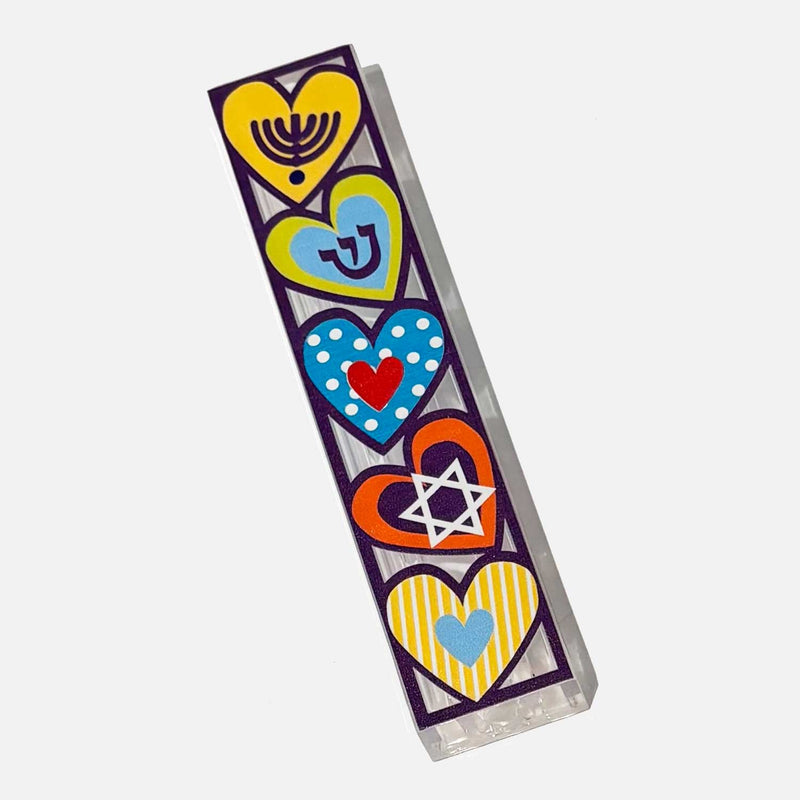 Acrylic Hearts Mezuzah - Petroff Gallery - Judaica