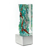 Green and Blue Tower with Copper - Petroff Gallery - Glass Art