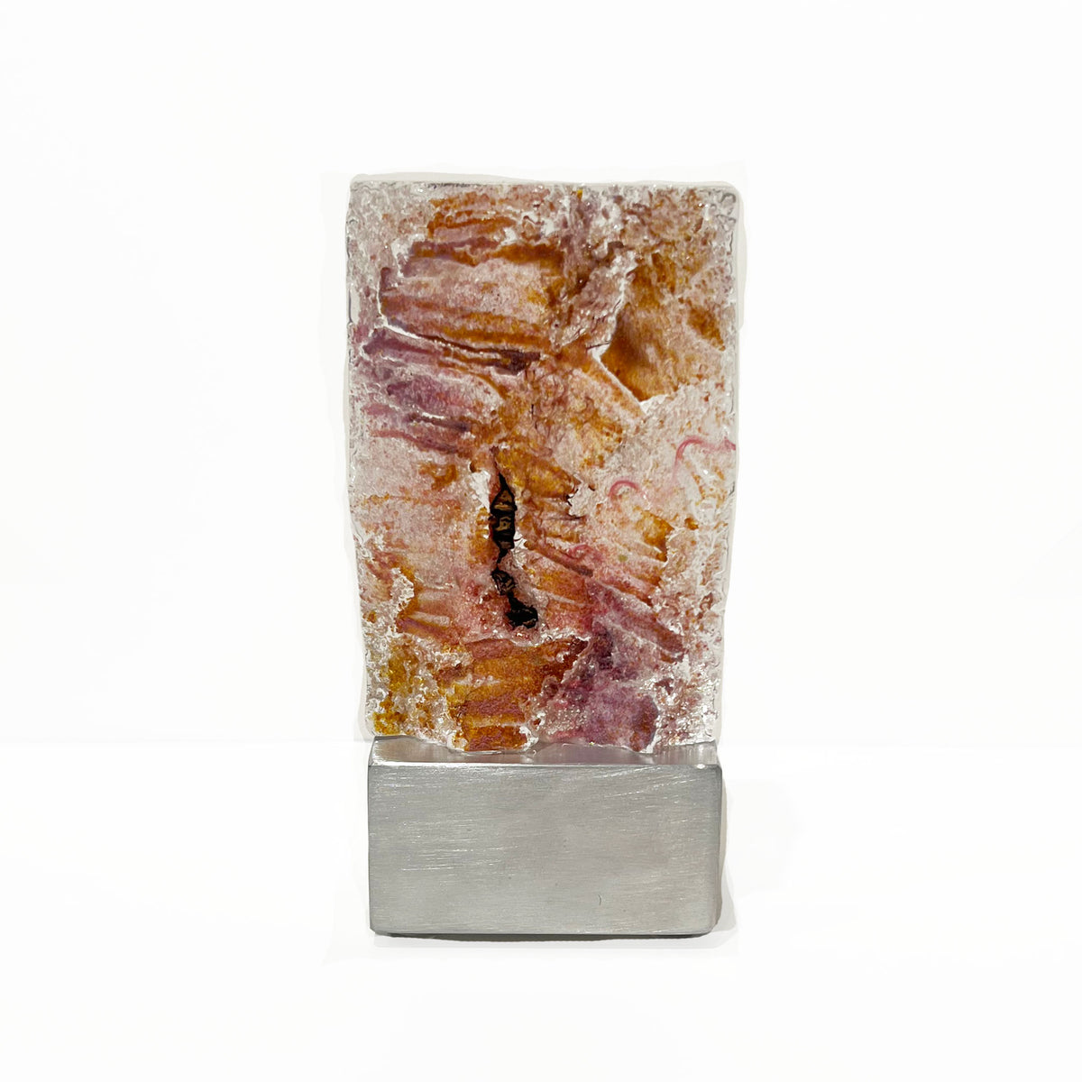 Gold Topaz with Copper Mesh - Petroff Gallery - Glass Art