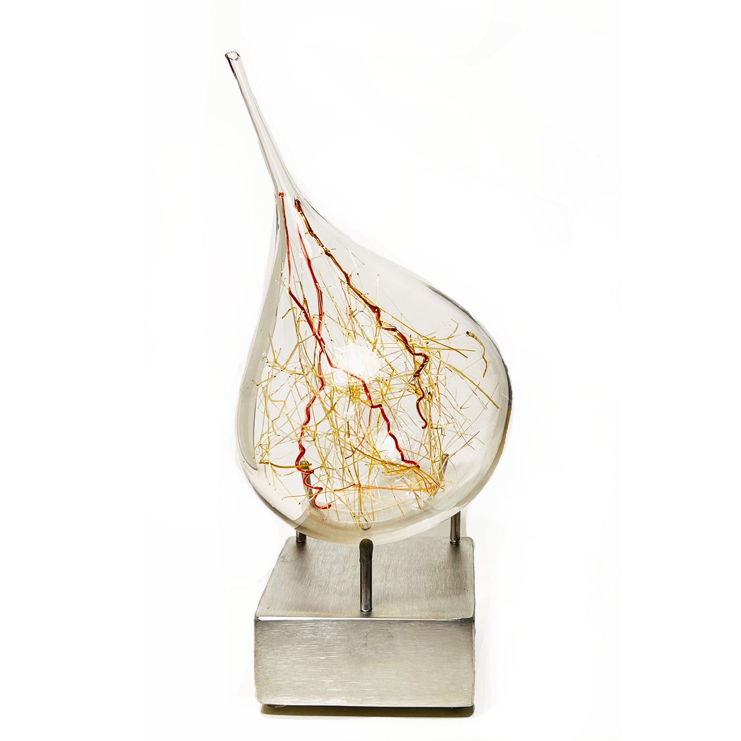 Filament Teardrop Clear with Pink Threads - Petroff Gallery - Glass Art