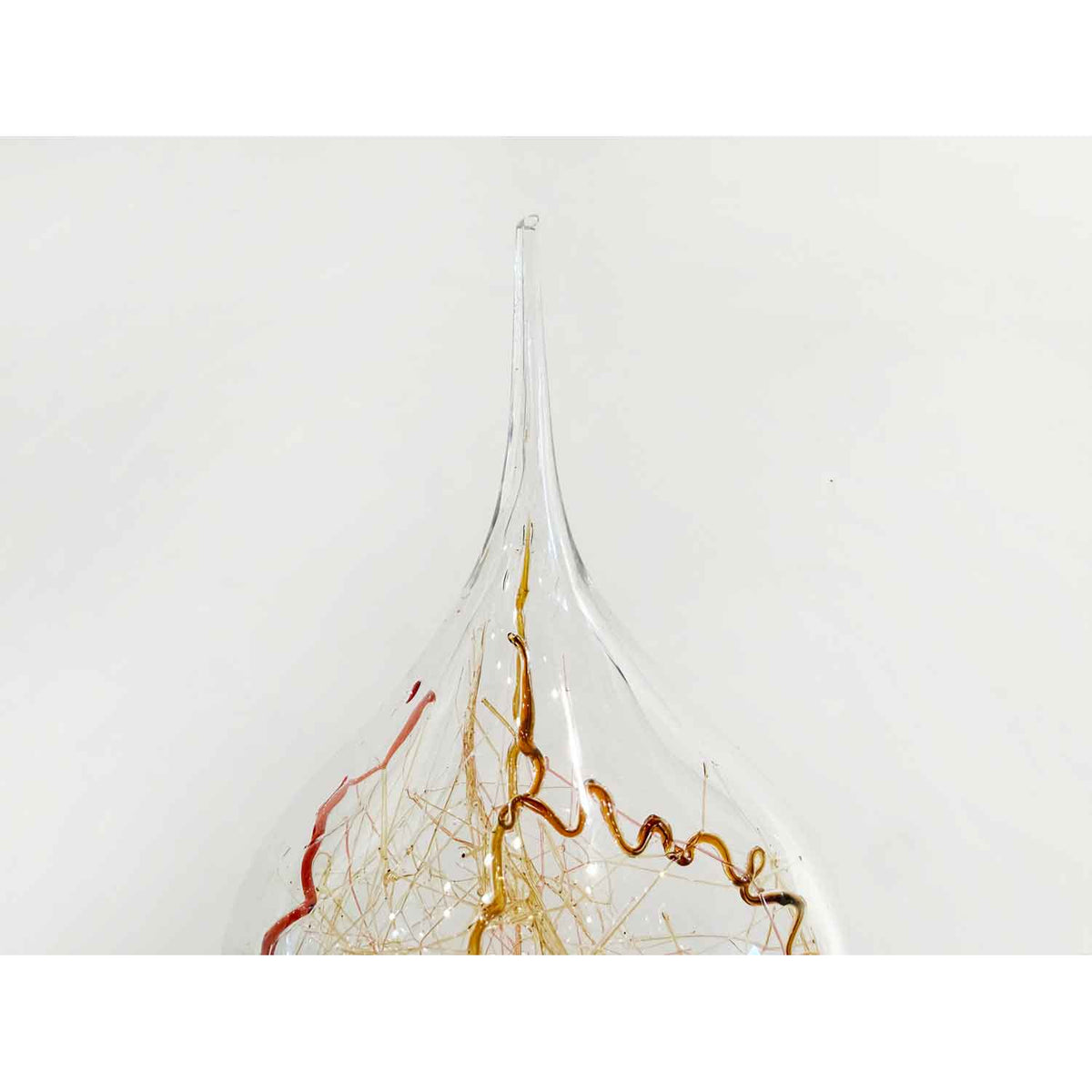 Filament Teardrop Clear with Pink Threads Detail View - Petroff Gallery - Glass Art
