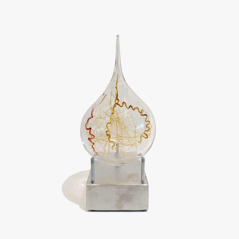 Filament Teardrop Clear with Pink Threads - Petroff Gallery - Glass Art