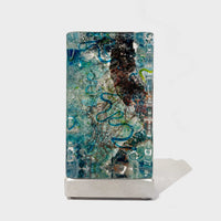 Teal Aquascape Tower with Copper Foil - Petroff Gallery - Glass Art