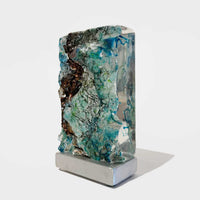 Teal Aquascape Tower with Copper Foil - Petroff Gallery - Glass Art
