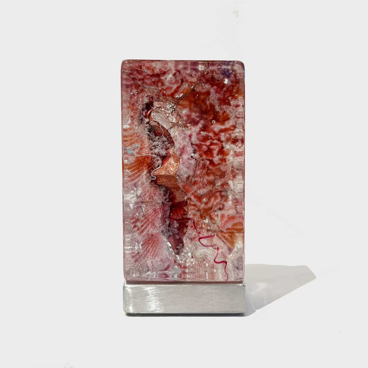Rose Shell Tower with Copper Foil and Ruby Thread - Petroff Gallery - Glass Art