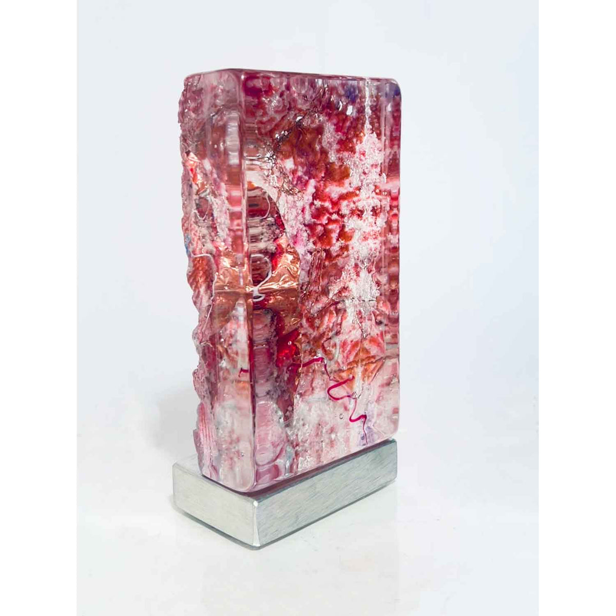 Rose Shell Tower with Copper Foil and Ruby Thread - Petroff Gallery - Glass Art