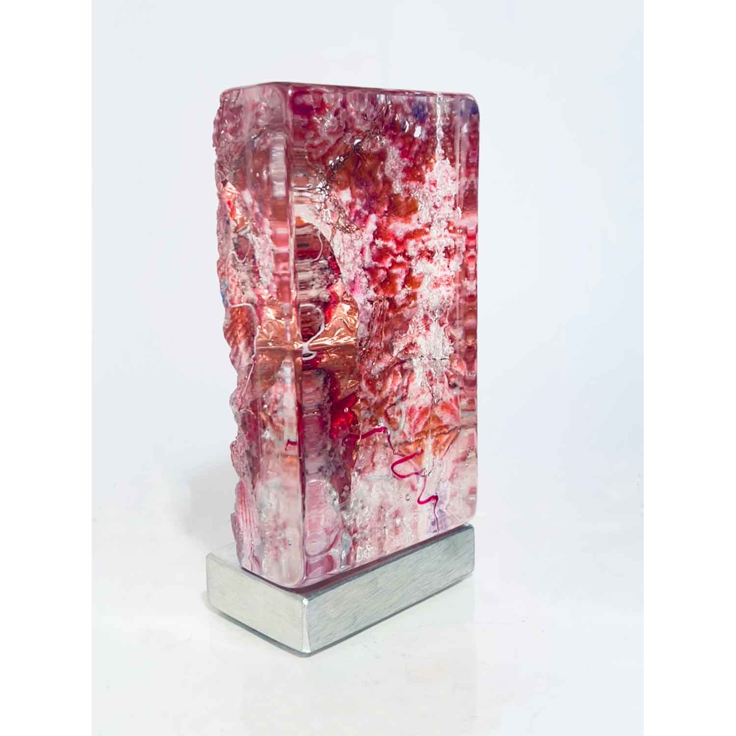 Rose Shell Tower with Copper Foil and Ruby Thread - Petroff Gallery - Glass Art