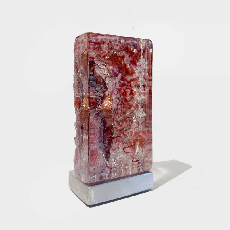 Rose Shell Tower with Copper Foil and Ruby Thread - Petroff Gallery - Glass Art
