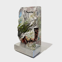 Greenish Copper Riverscape Tower with Copper Mesh - Petroff Gallery - Glass Art