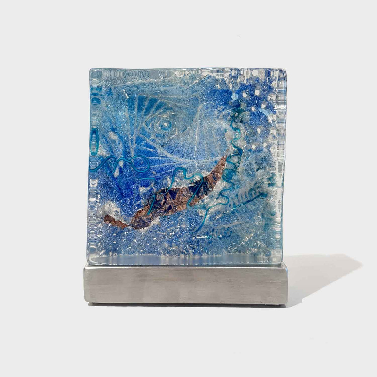 Bent Powder Blue Swirl - Petroff Gallery - Glass Art