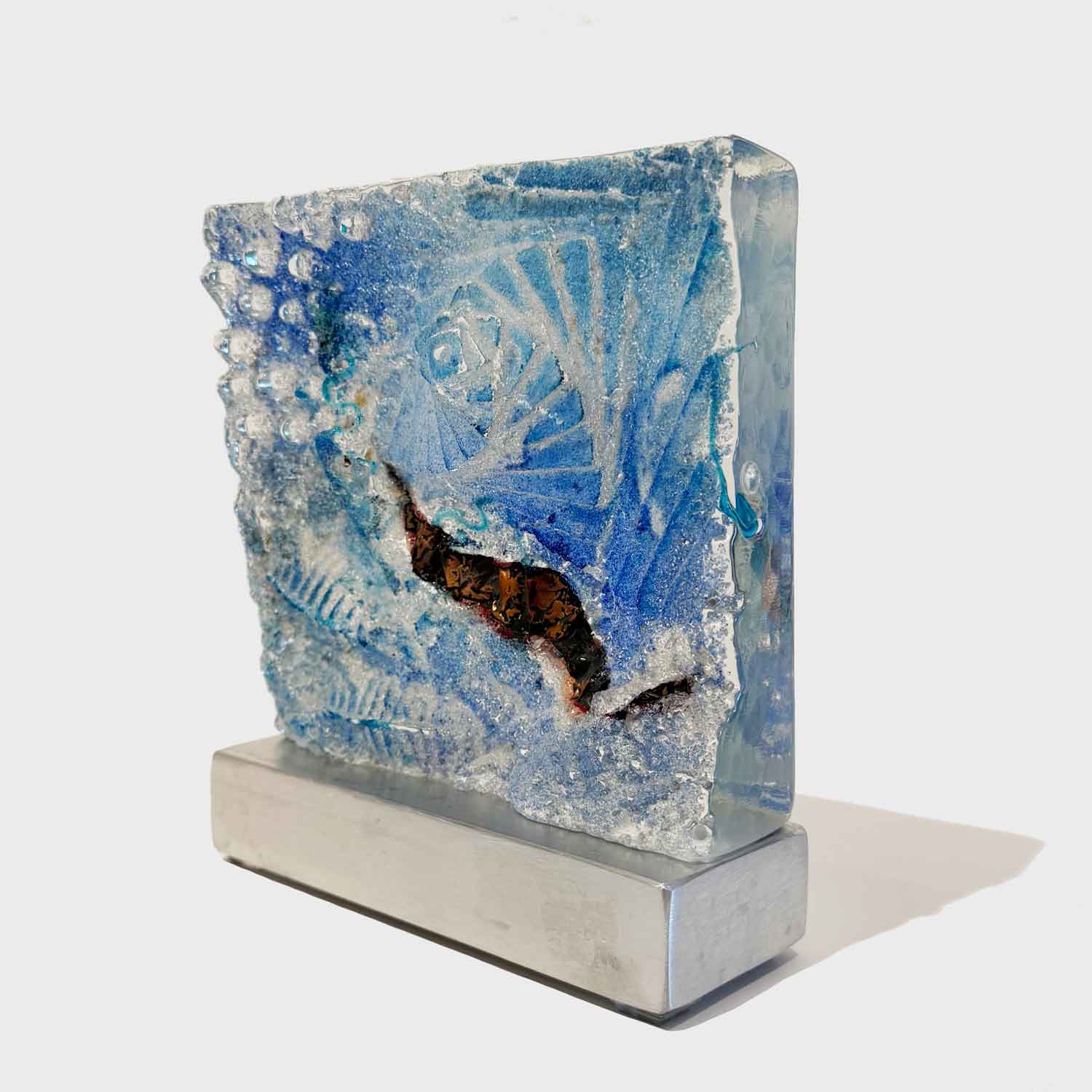 Bent Powder Blue Swirl - Petroff Gallery - Glass Art