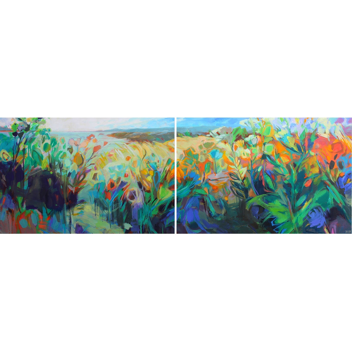 A Joyful Noise Diptych 24" x 72" - Petroff Gallery -  - Becky Holuk - A Joyful Noise Diptych 24" x 72"