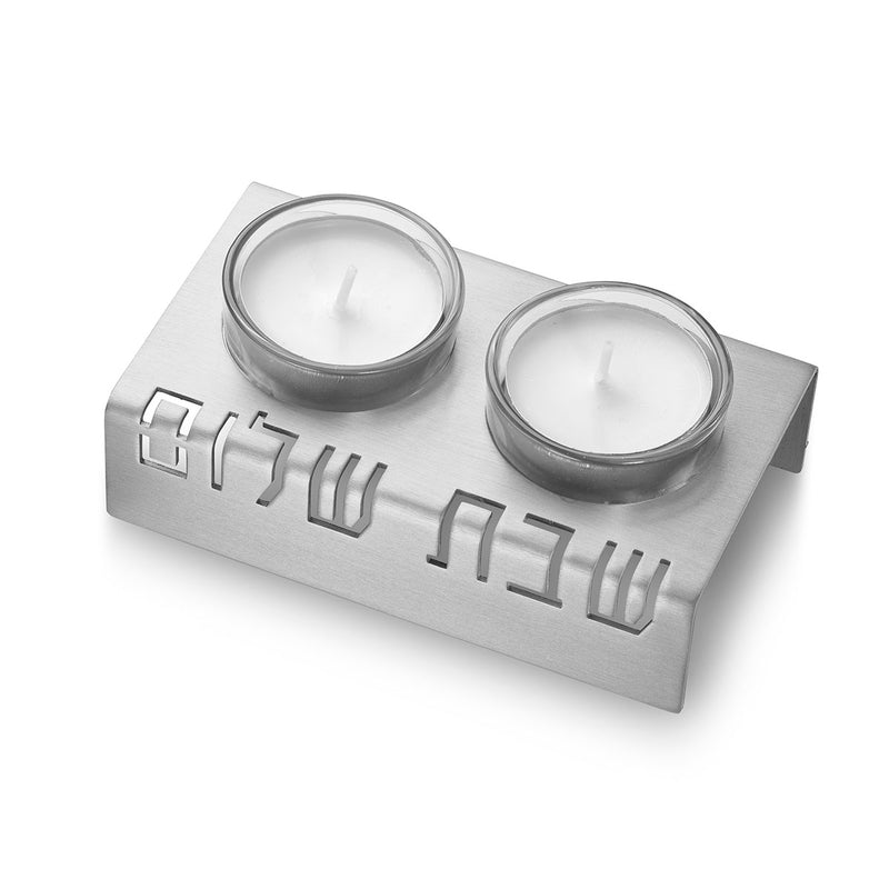 Shabbat Shalom Candlesticks - Silver - Petroff Gallery - Judaica