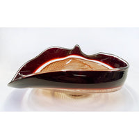 Amber/Autumn Red Cane Bowl - Petroff Gallery - Glass Art
