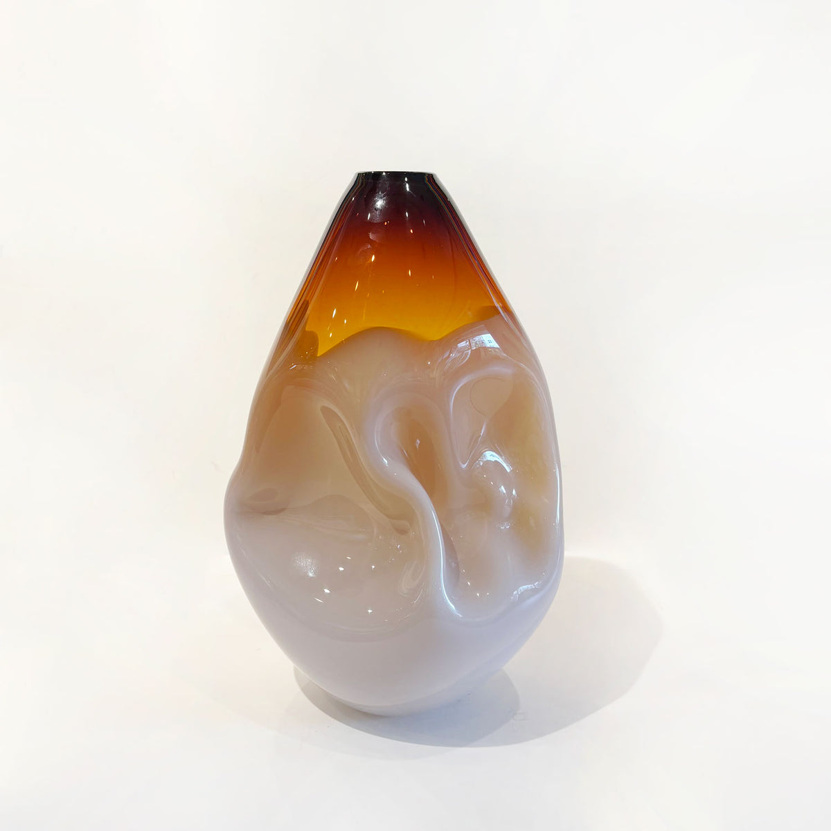 Amber White 2-Tone Summit Vase Natural Finish - Petroff Gallery - Glass Art