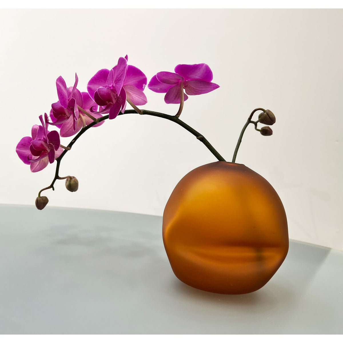 Small Amber Pebble Vase - Petroff Gallery - Glass Art 