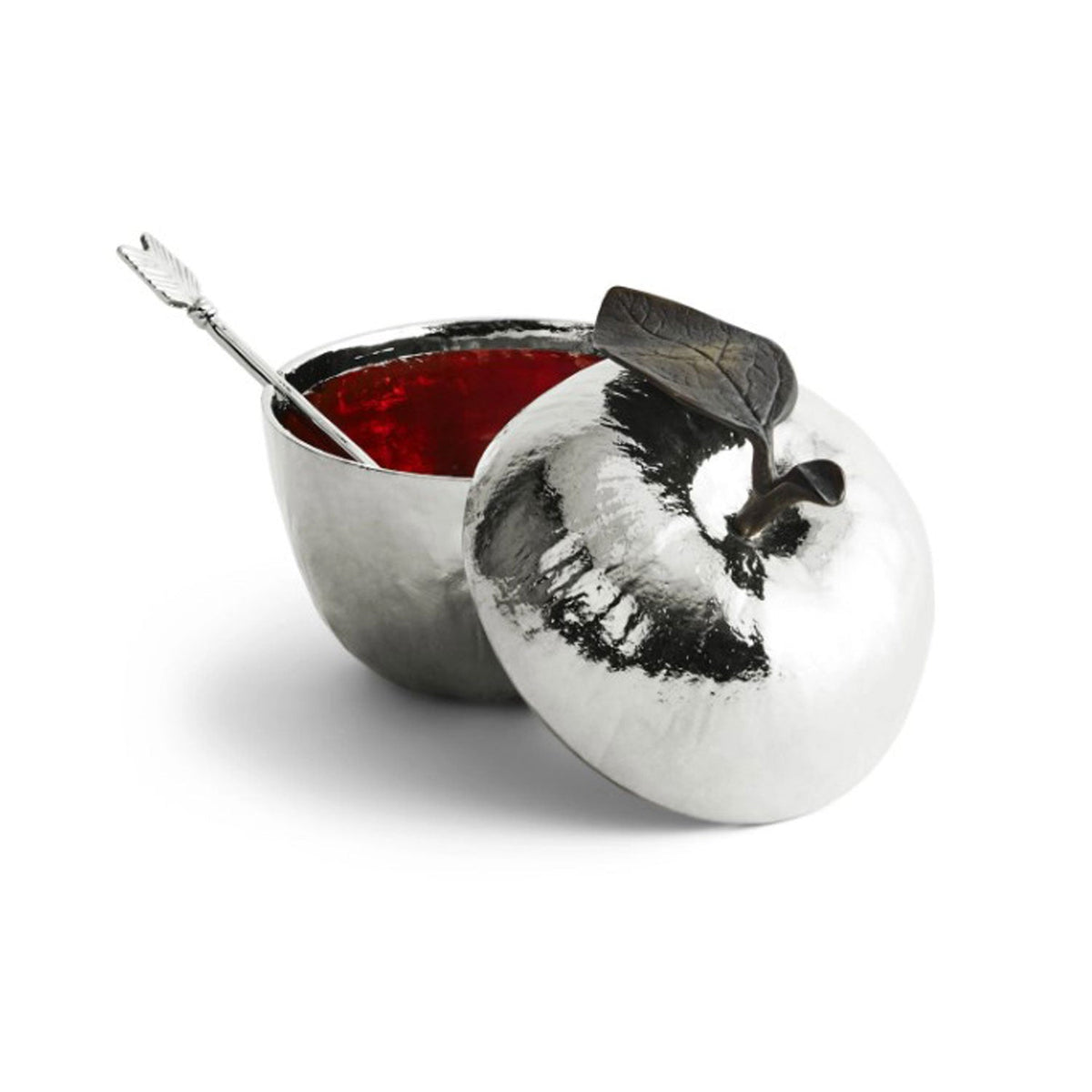 Apple Honey Pot with Spoon - Petroff Gallery -  - Michael Aram - Silver Apple Honey Pot with Spoon