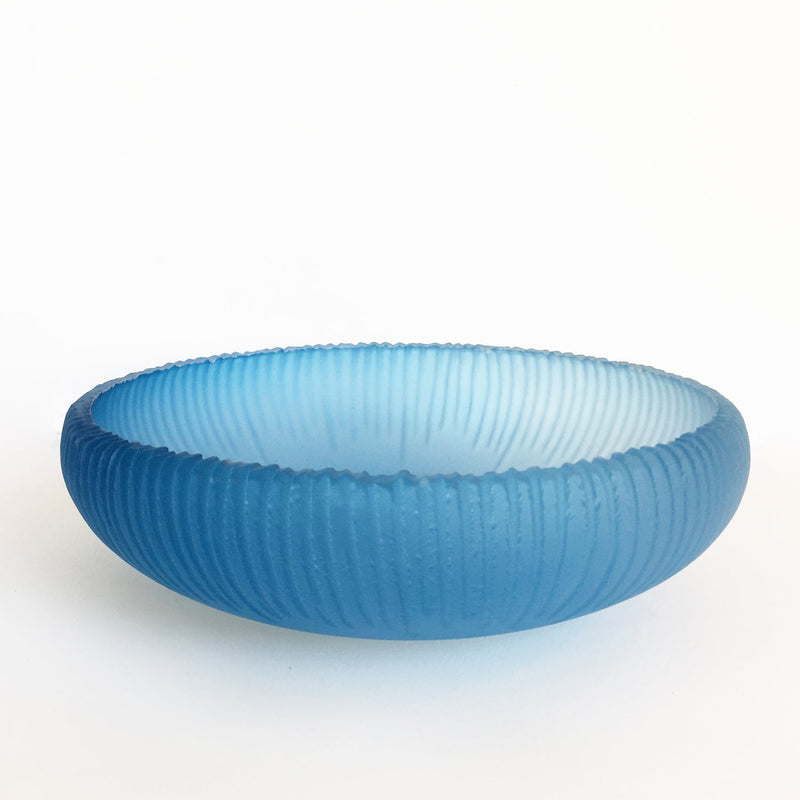 Aqua Saw Carved Bowl - Petroff Gallery -  - Cortney Downman - Aqua Saw Carved Glass dish